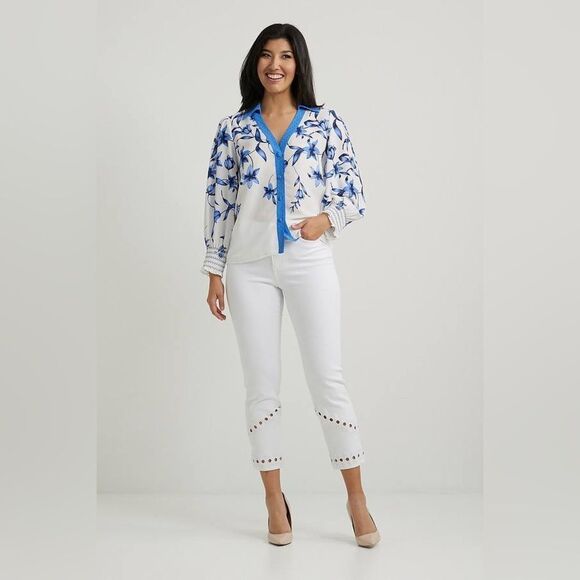 NEW Joseph Ribkoff Floral & Dot Blouse Style 222209 Size 12 - Picture 13 of 14